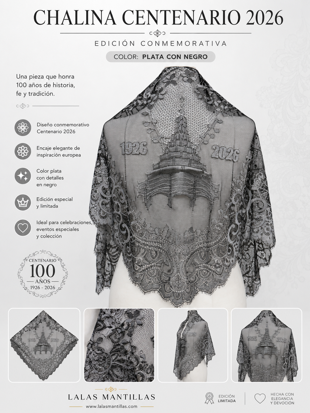 Chalina Centenario 2026 – Color Plata Negro