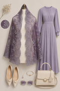 Olivia Maxi Veil -Silver Metalic Purple