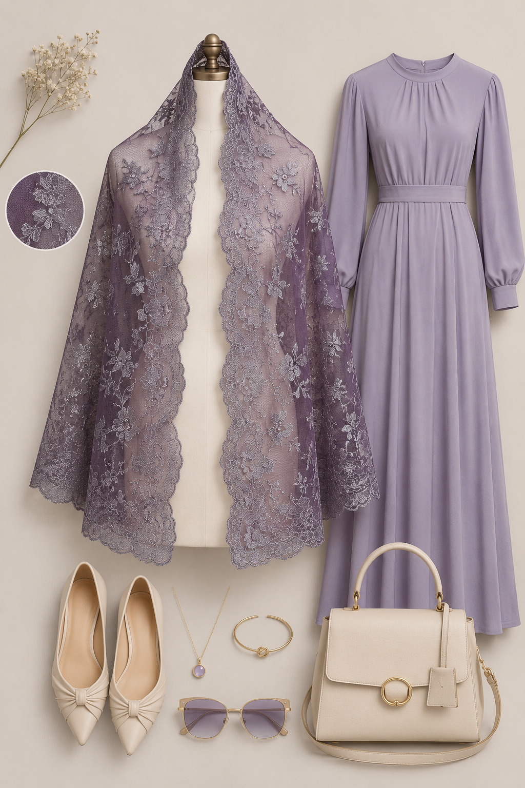 Olivia Maxi Veil -Silver Metalic Purple