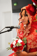 Olivia Maxi Veil Red Gold Metalic