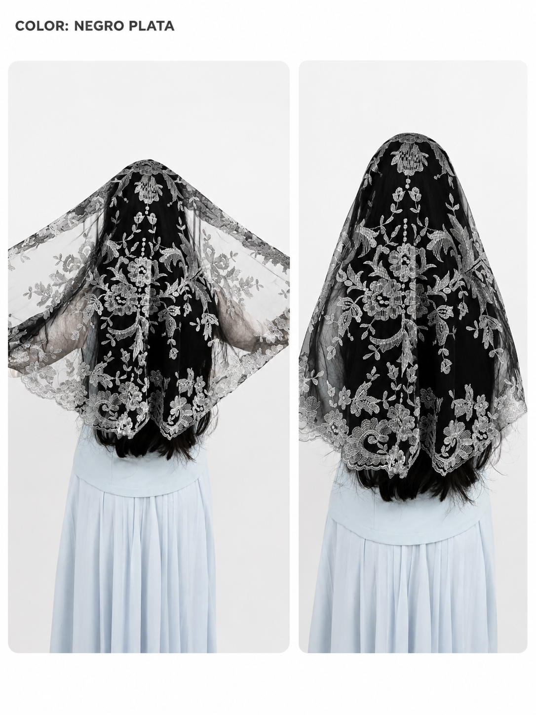 Olivia Maxi Veil Silver Metallic / Black