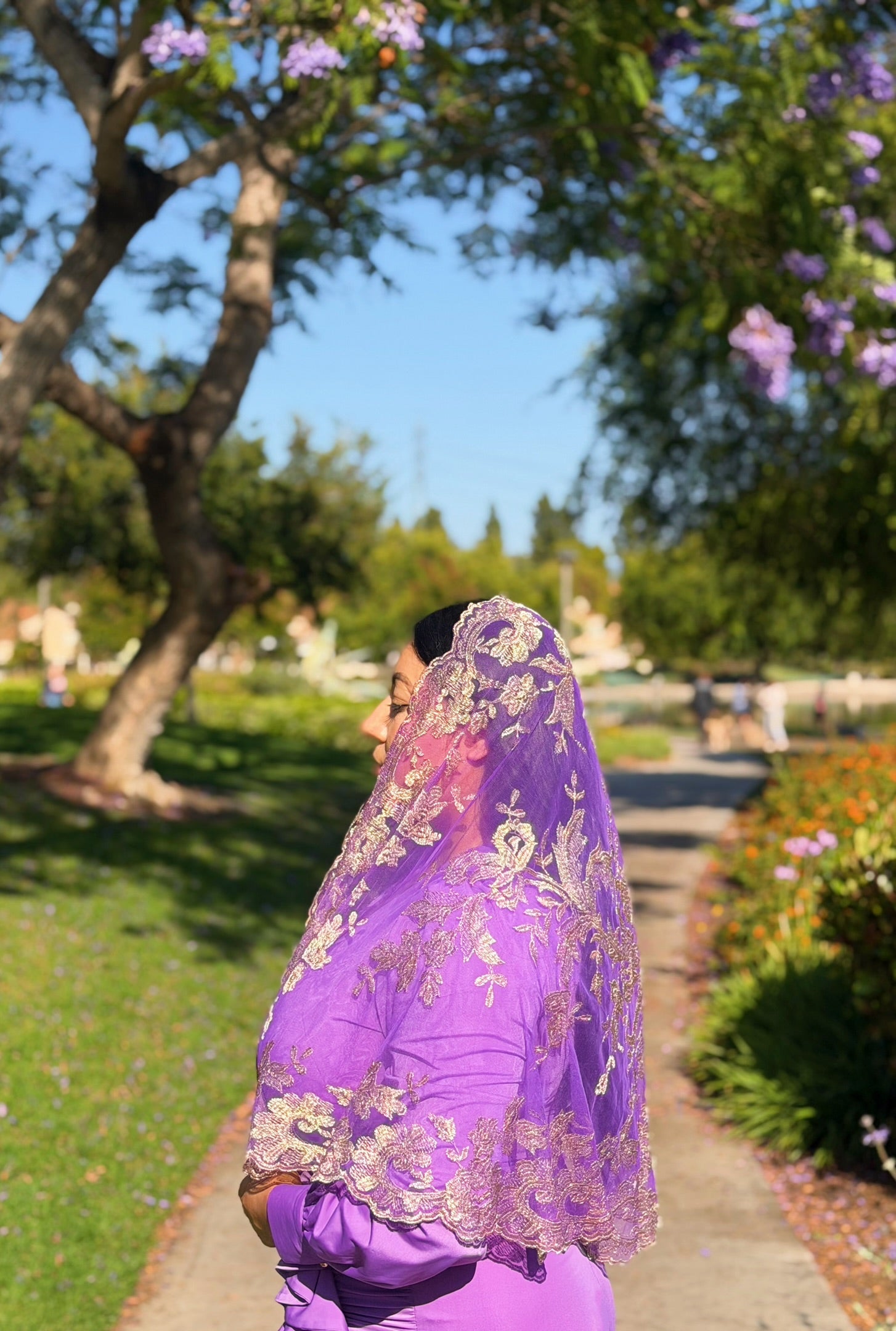 Olivia Maxi Veil Purple Gold Metalic