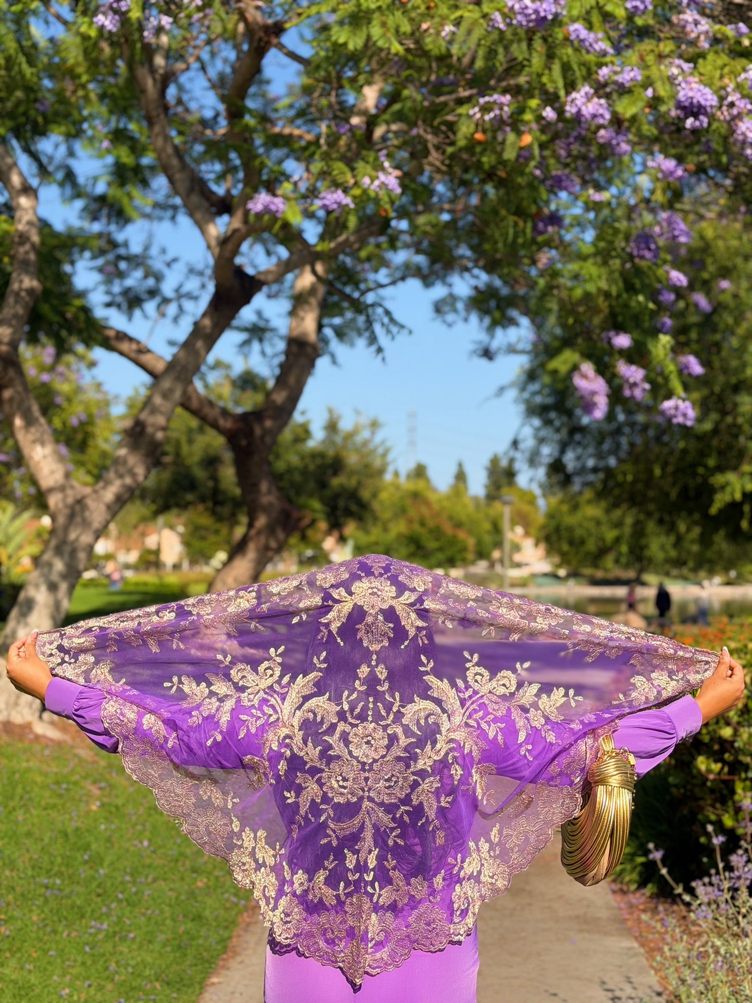 Olivia Maxi Veil Purple Gold Metalic
