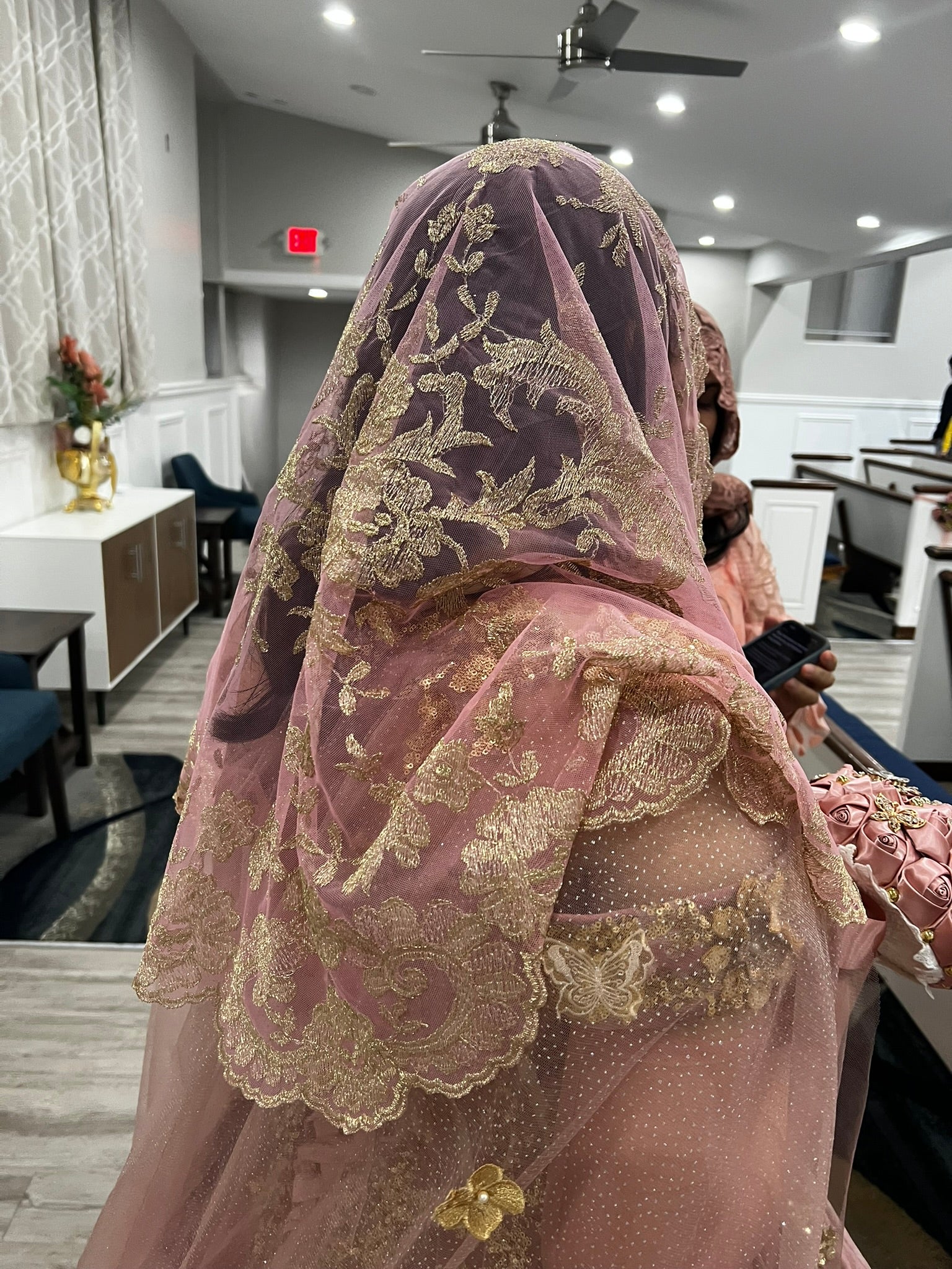 Pink Gold Metallic Olivia Maxi Veil
