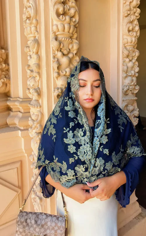 Olivia Maxi Veil Gold Metallic - Navy Blue