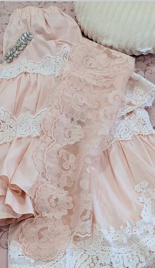 Olivia Model Hand-Embroidered Spanish Peach