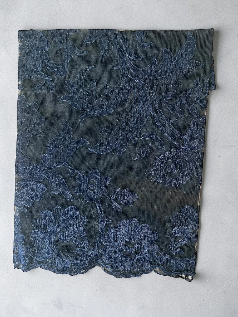 Olivia Embroidered Spanish Lace Navy Blue