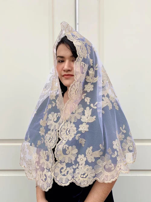 Olivia Maxi Veil Gold Metallic White