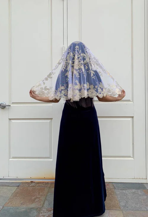 Olivia Maxi Veil Gold Metallic White