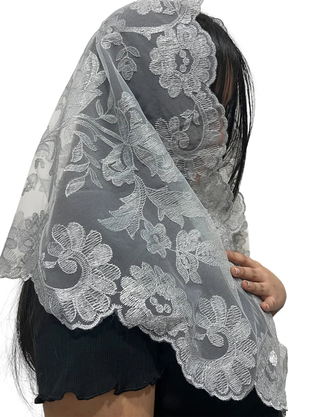 Olivia Embroidered Spanish Silver pearl Metallic
