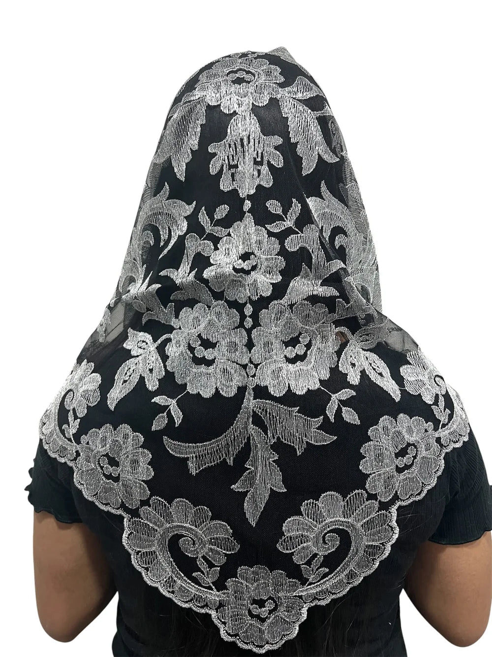 Olivia Embroidered Spanish Metallic Silver Black
